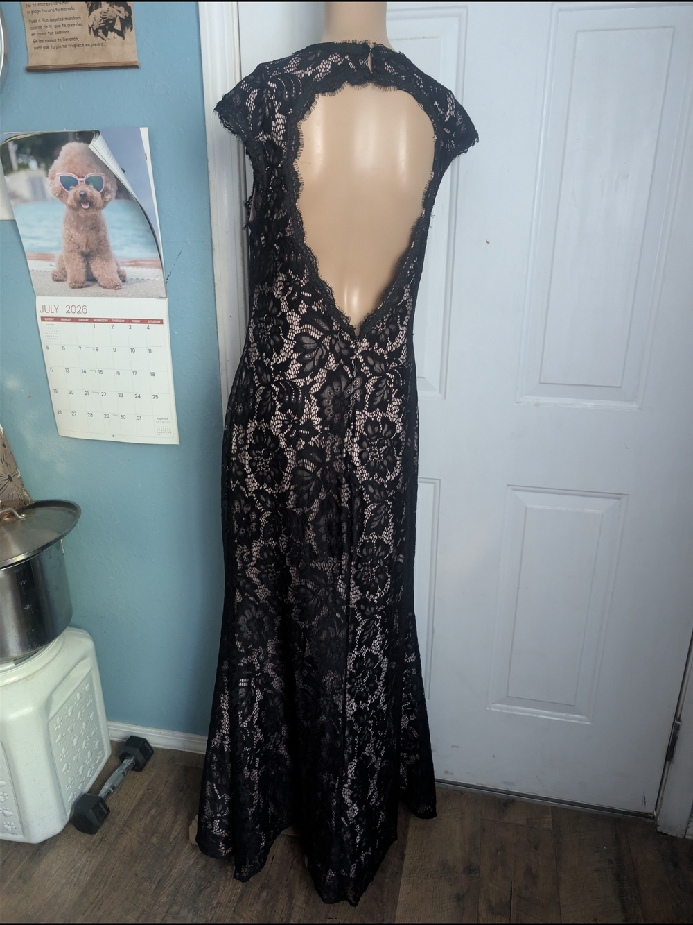 Betsy & Adam Black Lace Overlay Maxi Dress - Picture 5 of 10